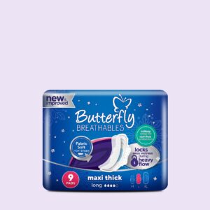 Butterfly Breathables Maxi Thick Sanitary Pads Long 9 Pcs