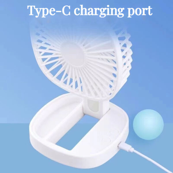 USB Rechargeable Mini Fan - Ice Box Design - Foldable Table Fan - Image 3