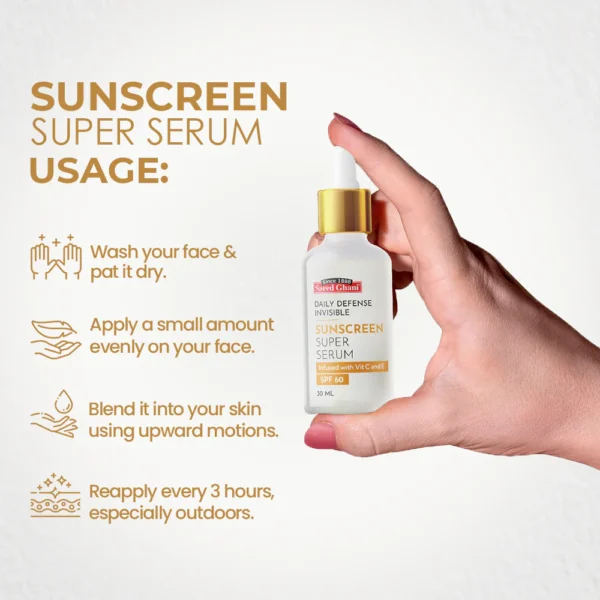 Saeed Ghani Daily Defense Invisible Sunscreen Super Serum SPF 60 - Image 4